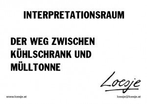 Interpretationsraum /der Weg zwischen Kühlschrank und Mülltonne